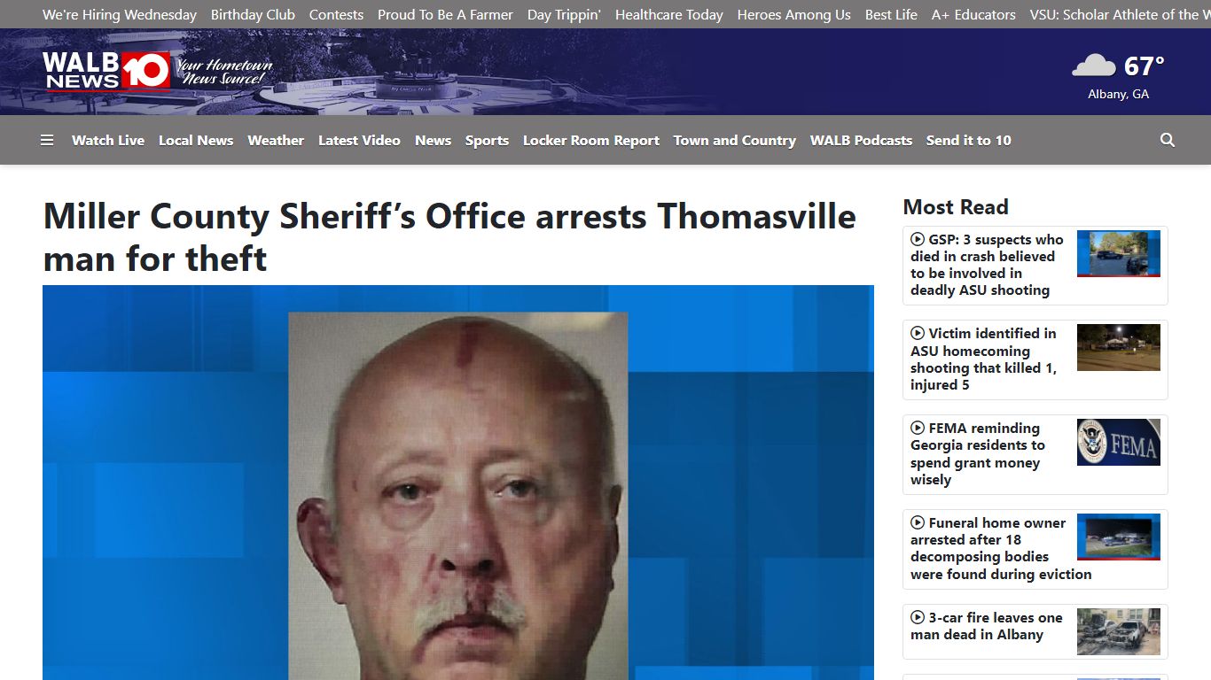 Miller County Sheriff’s Office arrests Thomasville man for theft - WALB