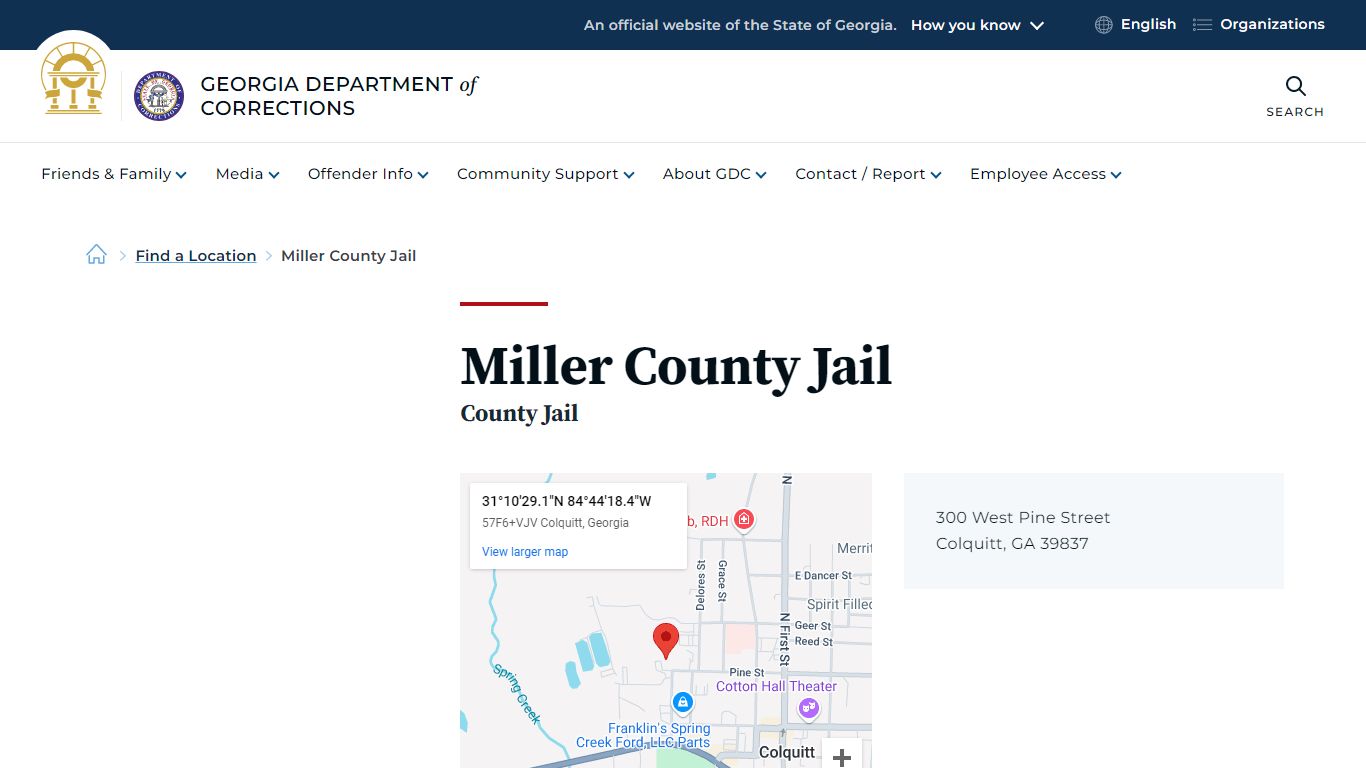 Miller County Jail | Georgia Department of Corrections