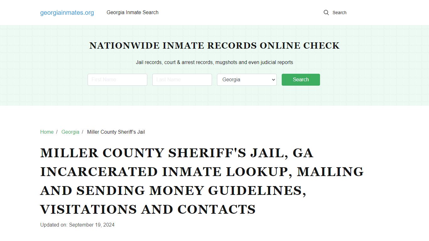 Miller County Sheriff's Jail, GA: Offender Locator, Visitation ...